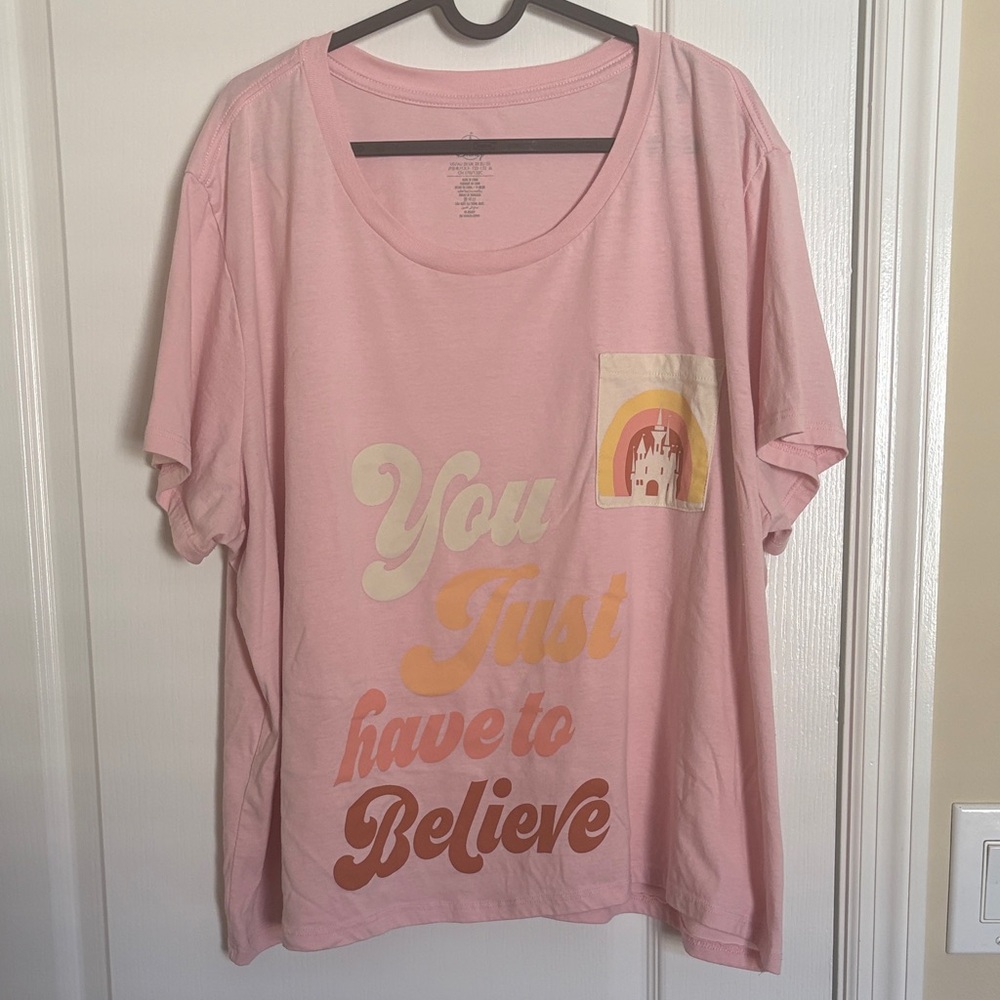 Disney Parks Pink Short Sleeve Tee with Castle Graphic
